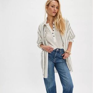 Free people We The Free Cotton-Linen Henley Tee
